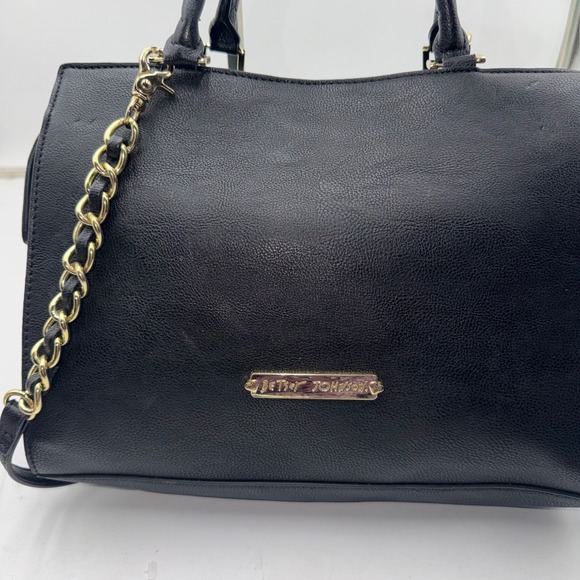 Betsey Johnson Black Teal Green Bow Satchel Polka Dot Crossbody Handbag - Picture 6 of 9